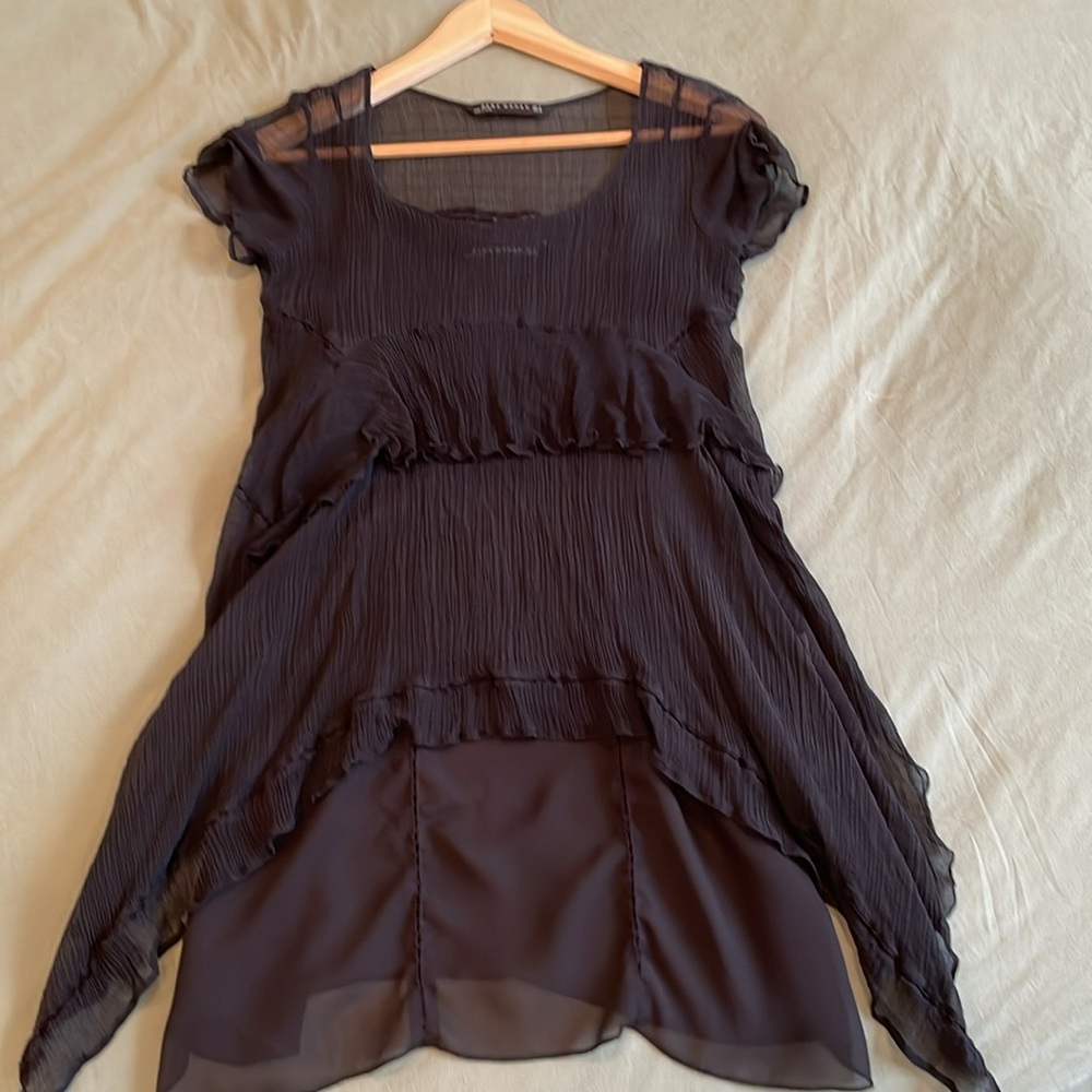 ZARA Embroidery Black Blouse Size S